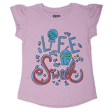 Girls Printed Half Sleeves T-Shirt 4686 - Light Purple, Kids, Girls T-Shirts, Chase Value, Chase Value