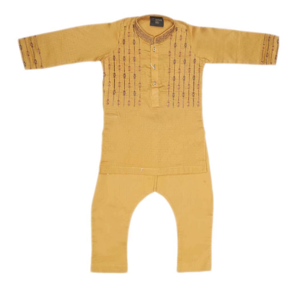 Boys Embroidered Shalwar Suit - Mustard, Kids, Boys Shalwar Kameez, Chase Value, Chase Value