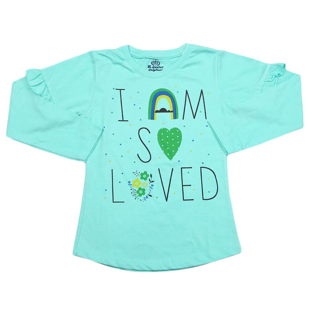 Girls Full Sleeves Jersey T-Shirt - Sea Green, Kids, Girls T-Shirts, Chase Value, Chase Value