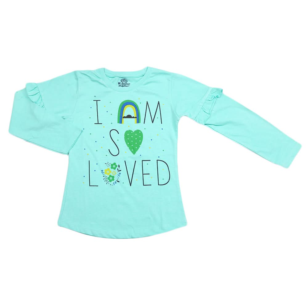 Girls Full Sleeves Jersey T-Shirt - Sea Green, Kids, Girls T-Shirts, Chase Value, Chase Value