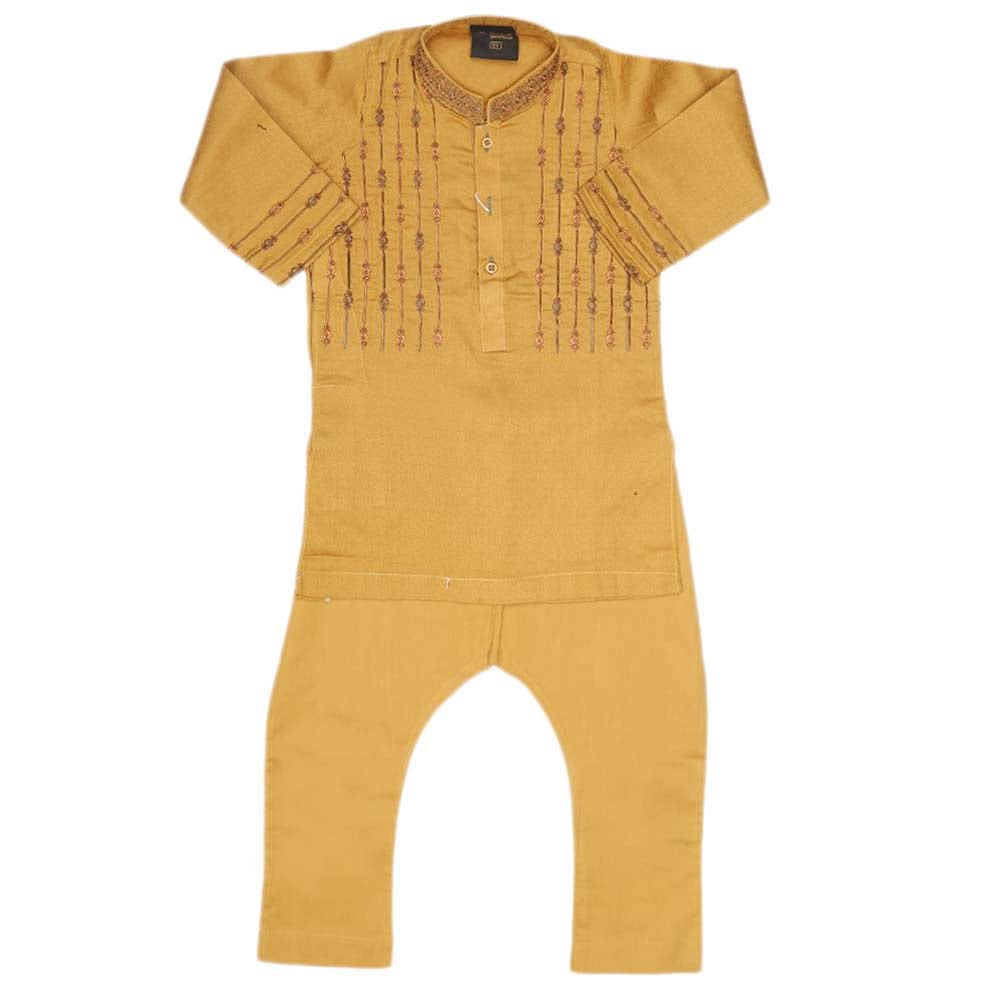 Boys Embroidered Shalwar Suit - Mustard, Kids, Boys Shalwar Kameez, Chase Value, Chase Value