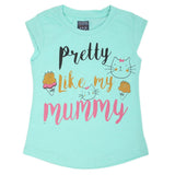 Girls Printed Half Sleeves T-Shirt 4701 - Cyan, Kids, Girls T-Shirts, Chase Value, Chase Value