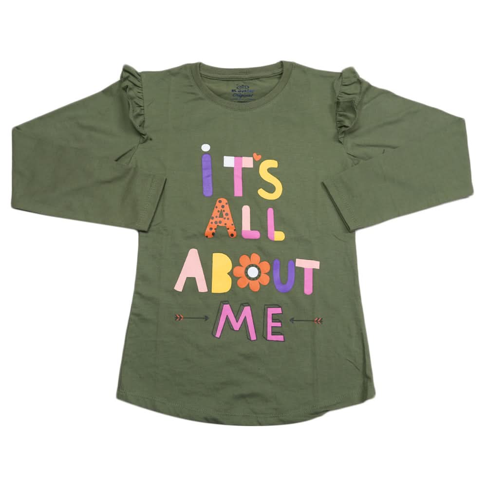 Girls Full Sleeves Jersey T-Shirt - Green, Kids, Girls T-Shirts, Chase Value, Chase Value