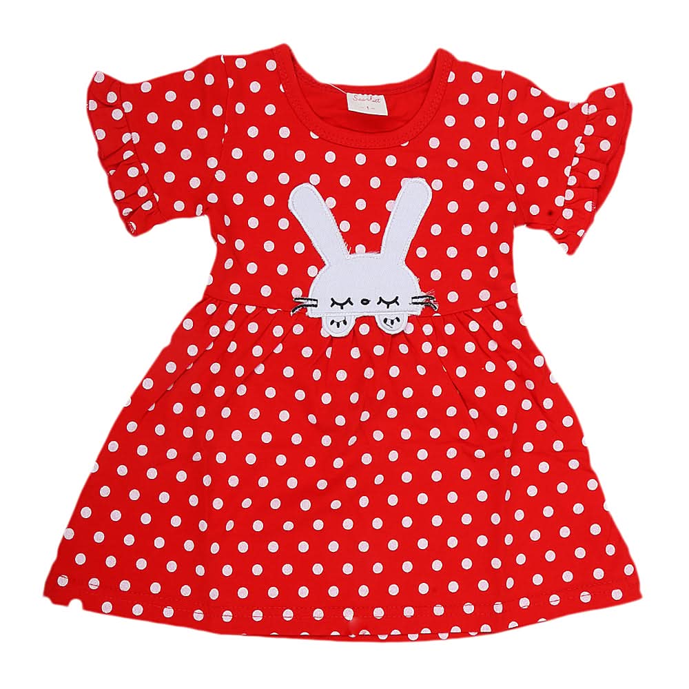 Newborn Girls Frock - Red, Kids, NB Girls Frocks, Chase Value, Chase Value