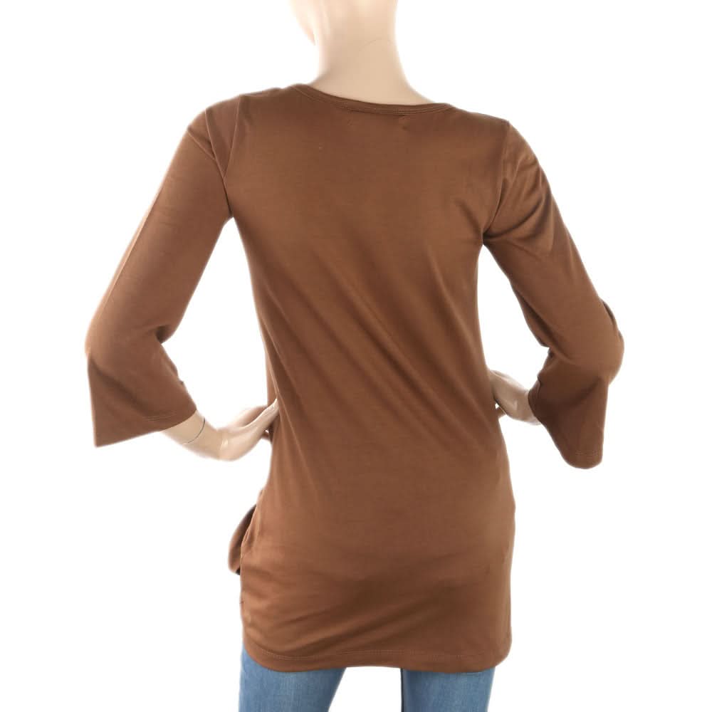 Women's Front Bottom Embroidered Top - Brown, Women, T-Shirts And Tops, Chase Value, Chase Value