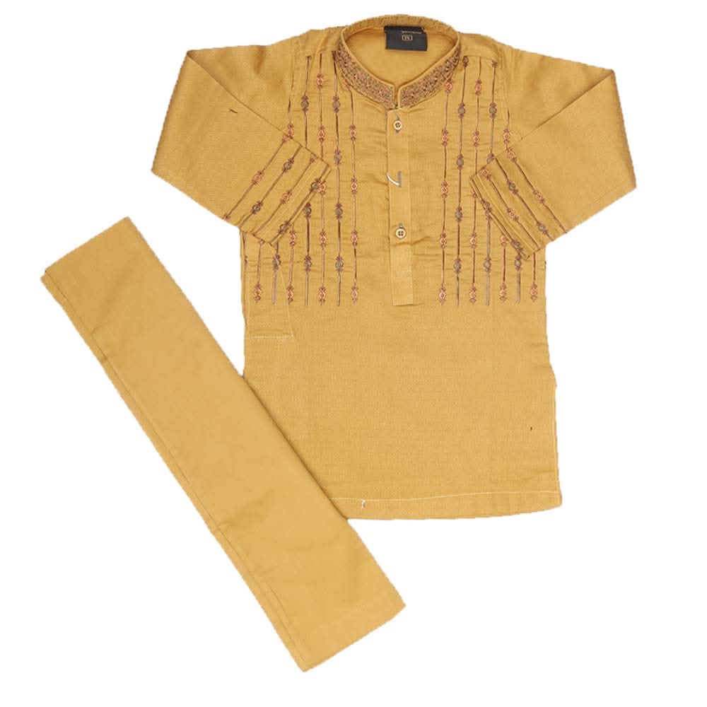Boys Embroidered Shalwar Suit - Mustard, Kids, Boys Shalwar Kameez, Chase Value, Chase Value