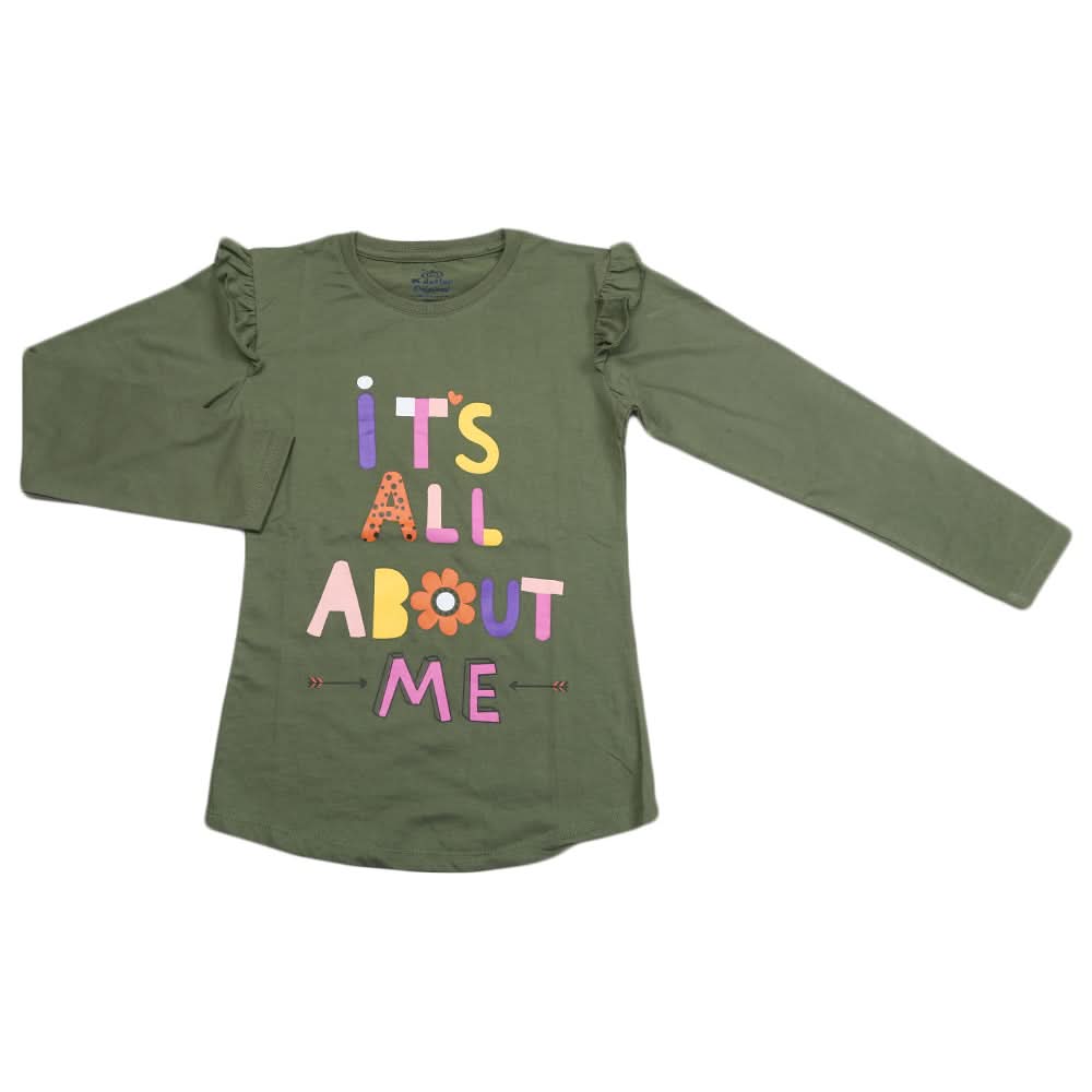 Girls Full Sleeves Jersey T-Shirt - Green, Kids, Girls T-Shirts, Chase Value, Chase Value