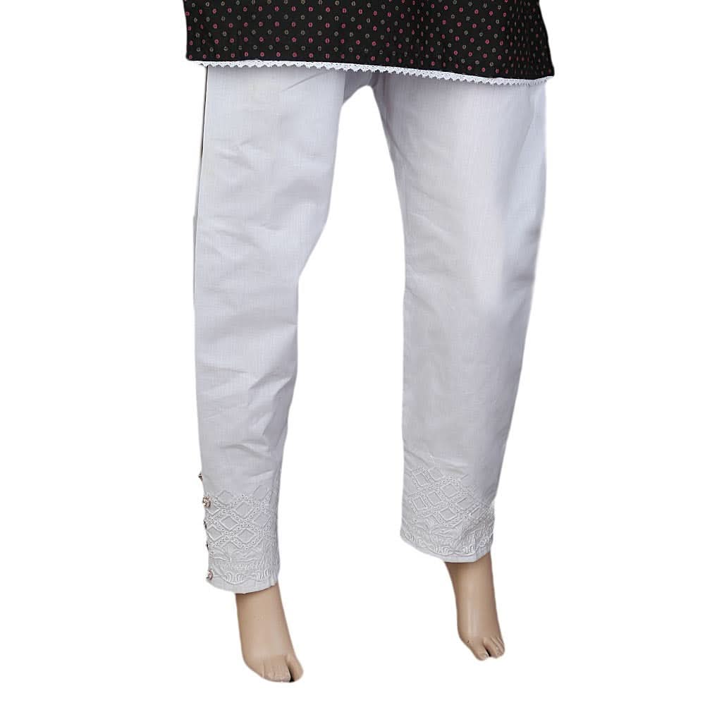 Women's Embroidered Trouser - White, Women, Pants & Tights, Chase Value, Chase Value