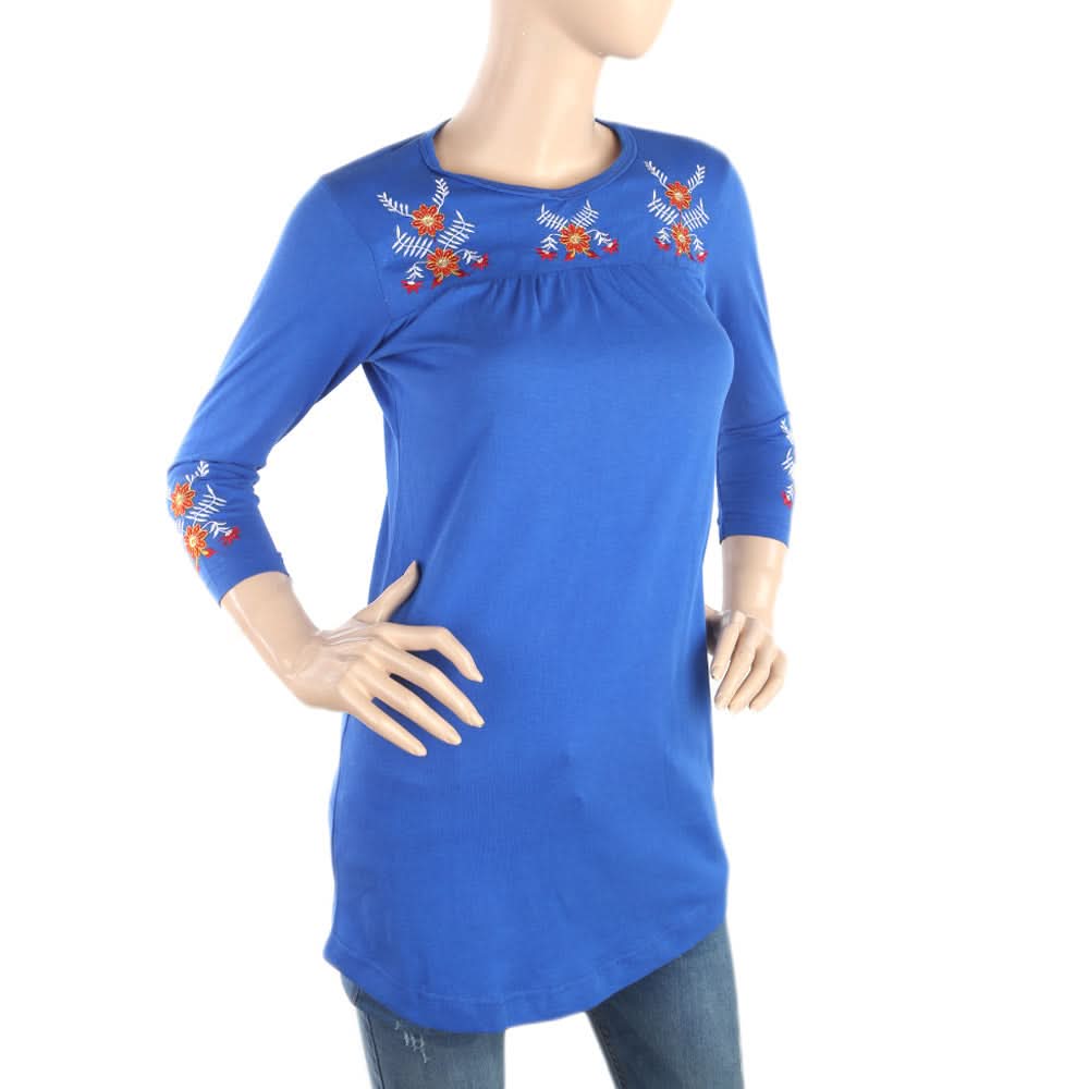 Women's Front Embroidery Yuck Top - Royal Blue, Women, T-Shirts And Tops, Chase Value, Chase Value
