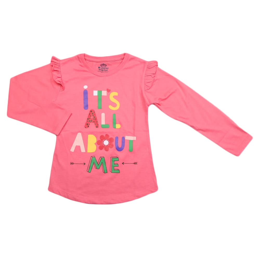 Girls Full Sleeves Jersey T-Shirt - Pink, Kids, Girls T-Shirts, Chase Value, Chase Value