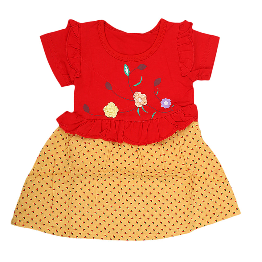 Newborn Girls Frock - Red, Kids, New Born Girls Frocks, Chase Value, Chase Value