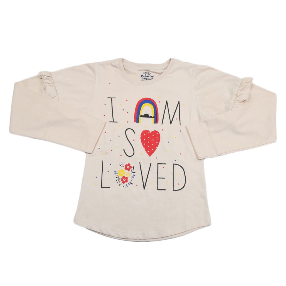 Girls Full Sleeves Jersey T-Shirt - Fawn, Kids, Girls T-Shirts, Chase Value, Chase Value