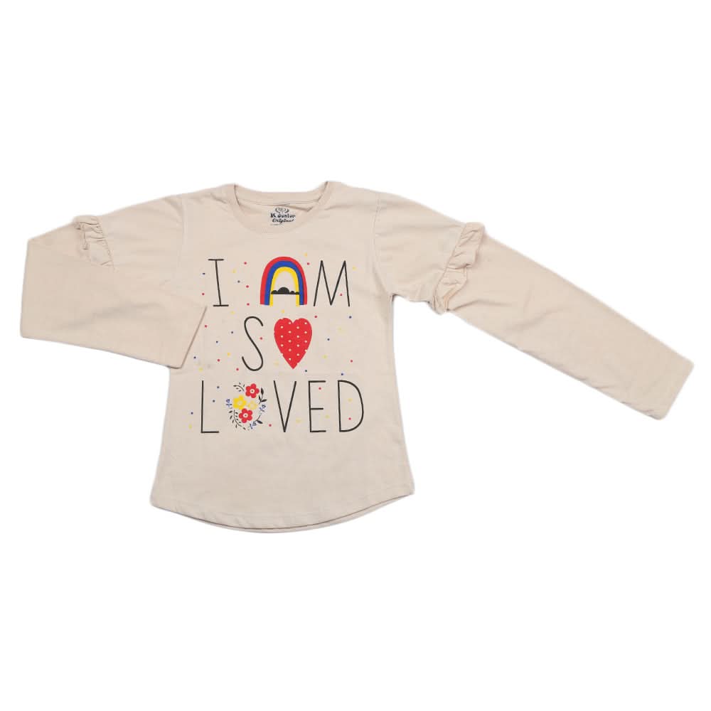 Girls Full Sleeves Jersey T-Shirt - Fawn, Kids, Girls T-Shirts, Chase Value, Chase Value