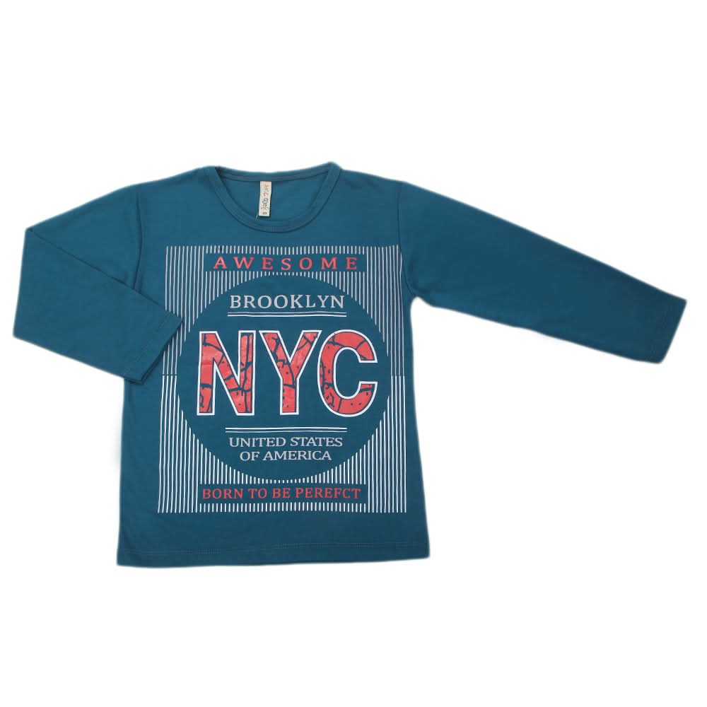 Boys Full Sleeves T-Shirt - Steel Blue, Kids, Boys T-Shirts, Chase Value, Chase Value