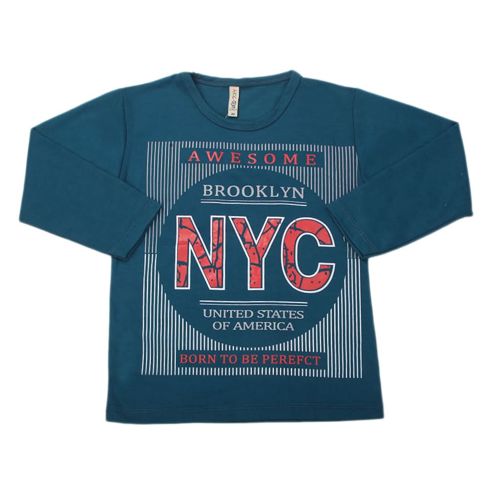 Boys Full Sleeves T-Shirt - Steel Blue, Kids, Boys T-Shirts, Chase Value, Chase Value