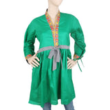 Women's Embroidered Kurti With Front Belt - Green, Women, Ready Kurtis, Chase Value, Chase Value