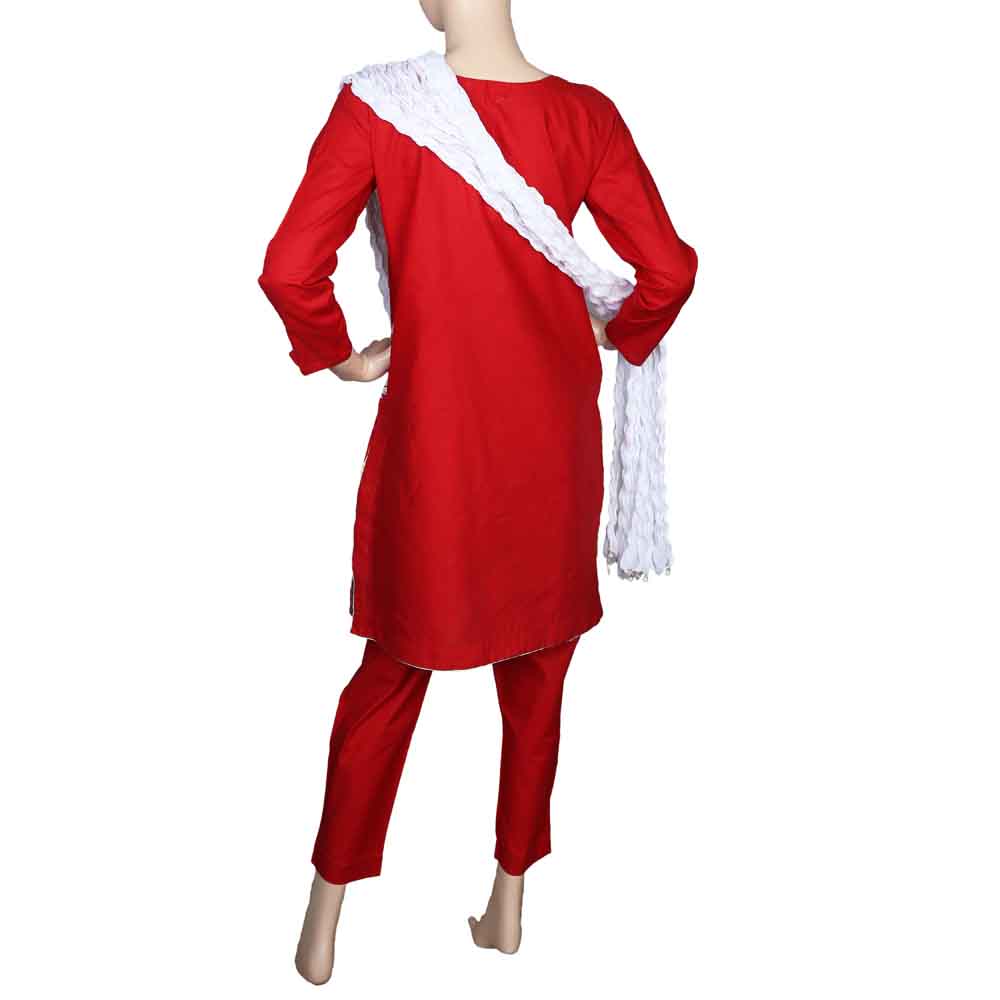 Women's Embroidered 3 piece Suit - Red, Women, Shalwar Suits, Chase Value, Chase Value