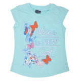 Girls Printed Half Sleeves T-Shirt 4695 - Cyan, Kids, Girls T-Shirts, Chase Value, Chase Value