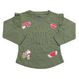 Girls Full Sleeves Jersey T-Shirt - Green, Kids, Girls T-Shirts, Chase Value, Chase Value