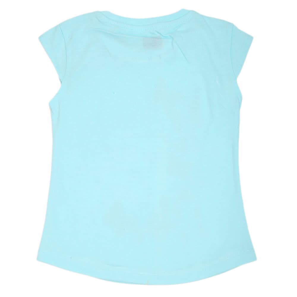 Girls Printed Half Sleeves T-Shirt 4695 - Cyan, Kids, Girls T-Shirts, Chase Value, Chase Value