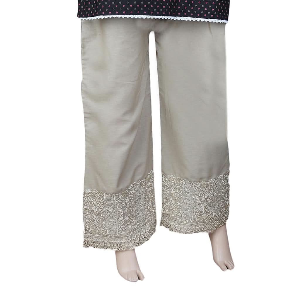Women's Bell Bottom Embroidered Trouser - Beige, Women, Pants & Tights, Chase Value, Chase Value