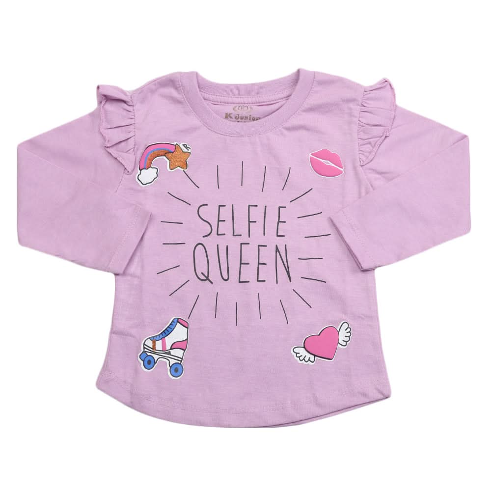 Girls Full Sleeves Jersey T-Shirt - Purple, Kids, Girls T-Shirts, Chase Value, Chase Value