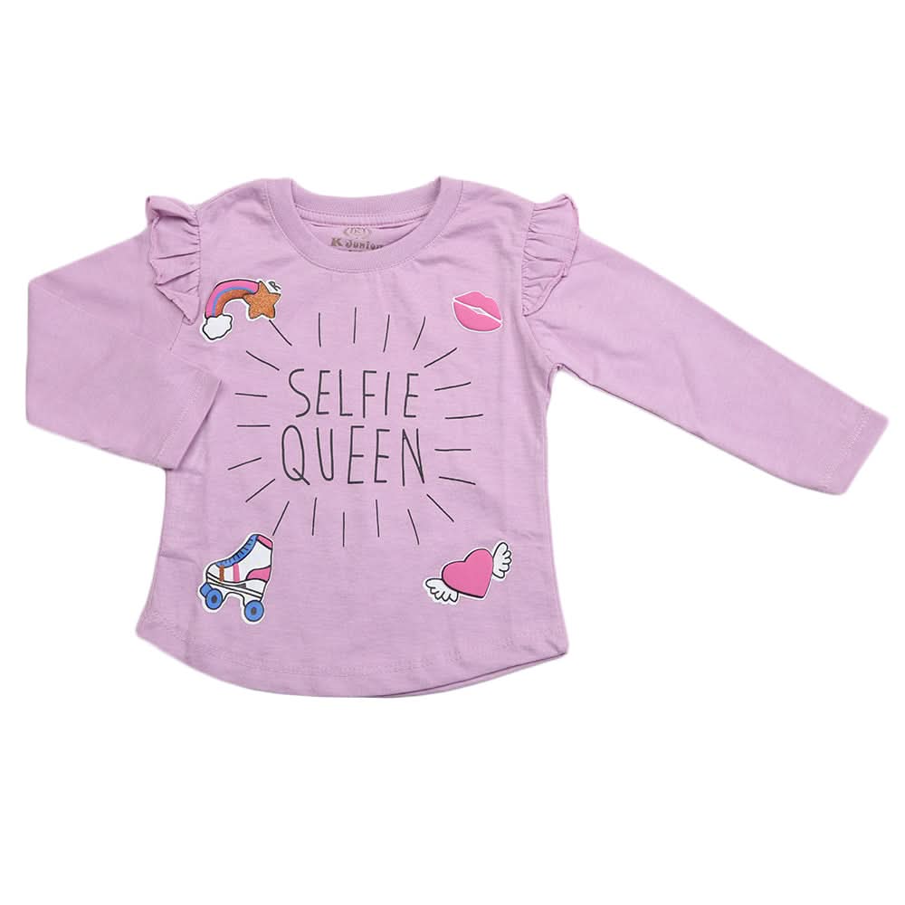 Girls Full Sleeves Jersey T-Shirt - Purple, Kids, Girls T-Shirts, Chase Value, Chase Value