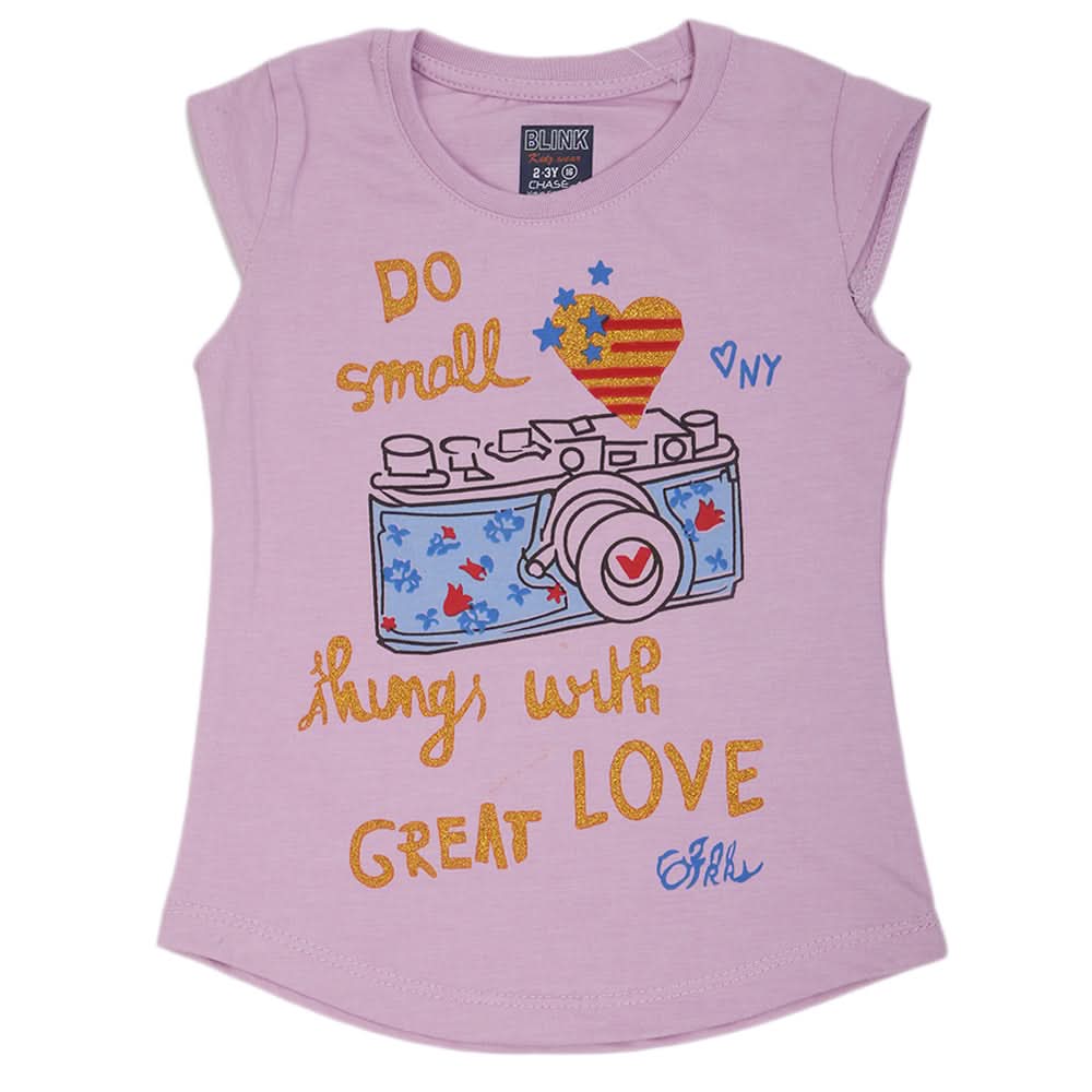 Girls Printed Half Sleeves T-Shirt 4693 - Light Purple, Kids, Girls T-Shirts, Chase Value, Chase Value
