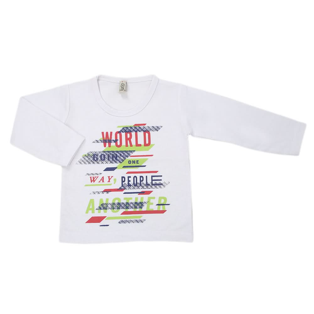 Boys Full Sleeves T-Shirt - White, Kids, Boys T-Shirts, Chase Value, Chase Value
