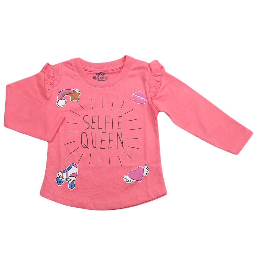 Girls Full Sleeves Jersey T-Shirt - Pink, Kids, Girls T-Shirts, Chase Value, Chase Value