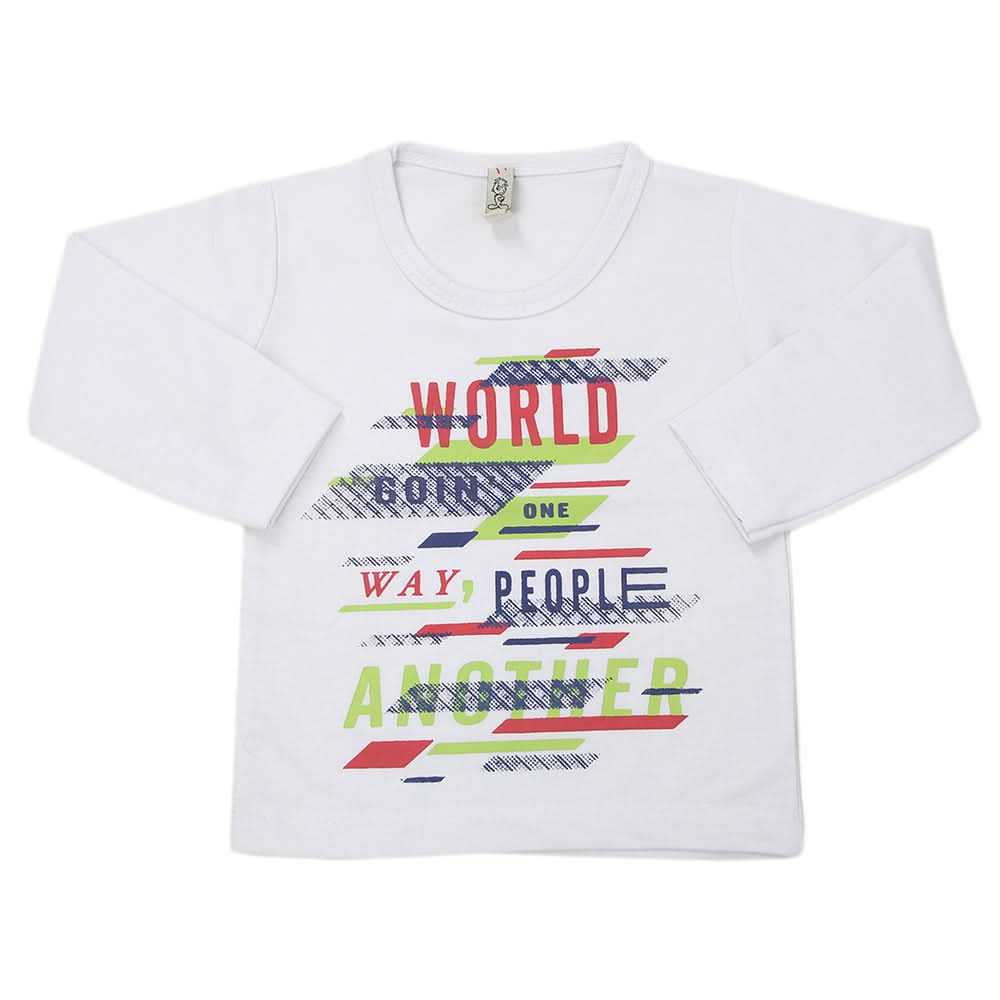 Boys Full Sleeves T-Shirt - White, Kids, Boys T-Shirts, Chase Value, Chase Value