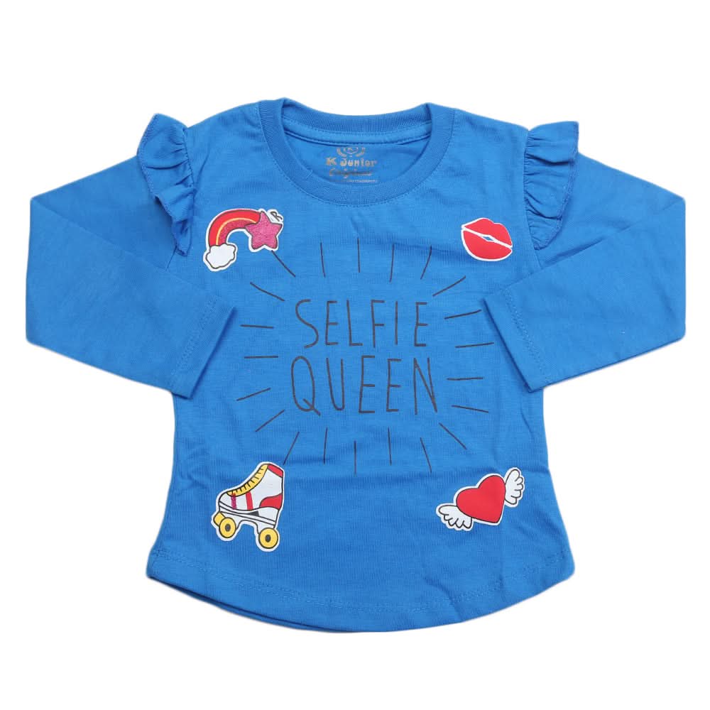Girls Full Sleeves Jersey T-Shirt - Royal Blue, Kids, Girls T-Shirts, Chase Value, Chase Value