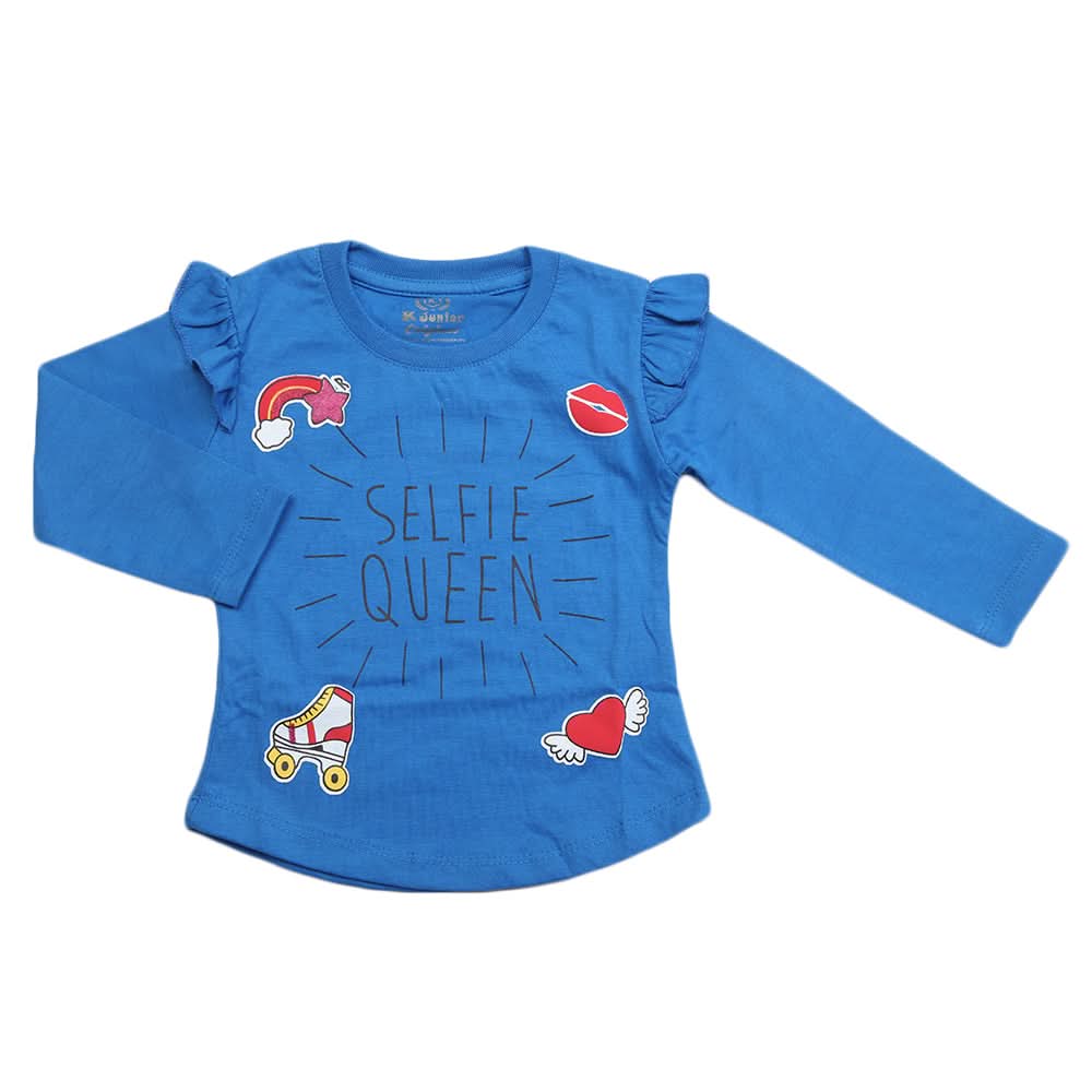 Girls Full Sleeves Jersey T-Shirt - Royal Blue, Kids, Girls T-Shirts, Chase Value, Chase Value