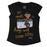 Girls Printed Half Sleeves T-Shirt 4693 - Black, Kids, Girls T-Shirts, Chase Value, Chase Value