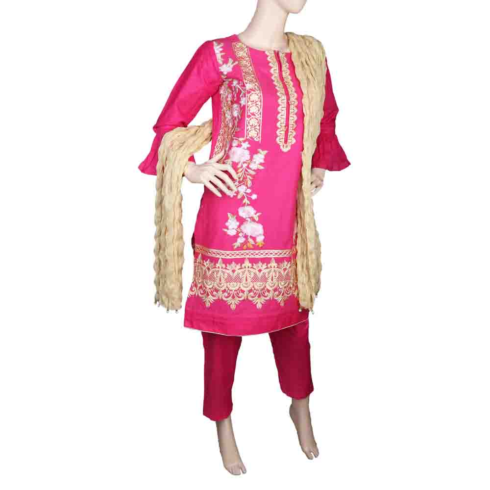 Women's Fancy 3 Piece Suit - Pink, Women, Shalwar Suits, Chase Value, Chase Value