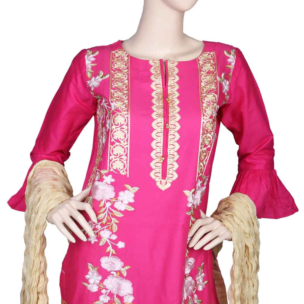 Women's Fancy 3 Piece Suit - Pink, Women, Shalwar Suits, Chase Value, Chase Value