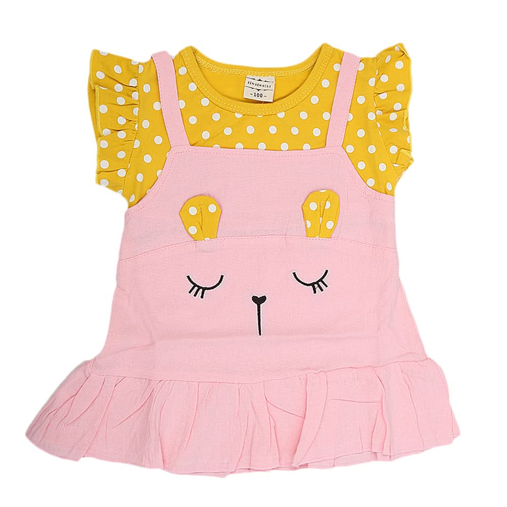 Newborn Girls Frock 9235 - Pink, Kids, NB Girls Frocks, Chase Value, Chase Value