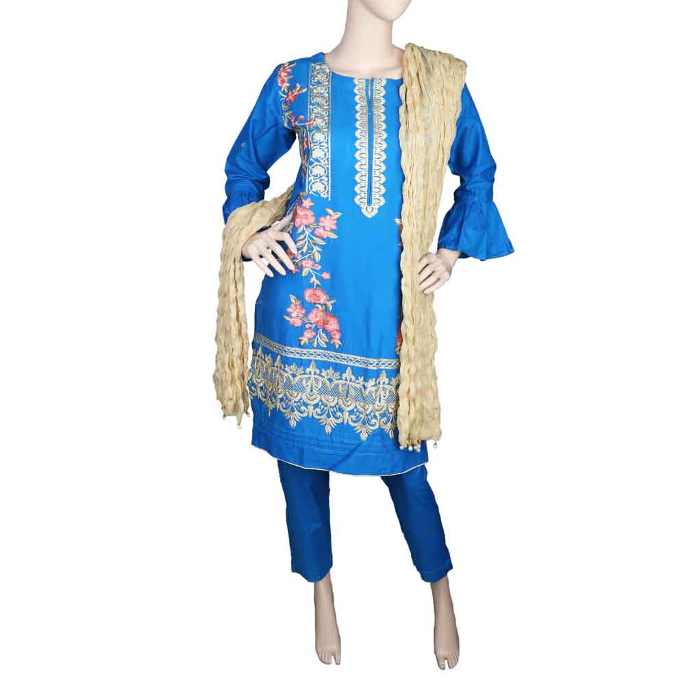 Women's Embroidered 3 Piece Suit - Royal Blue, Women, Shalwar Suits, Chase Value, Chase Value