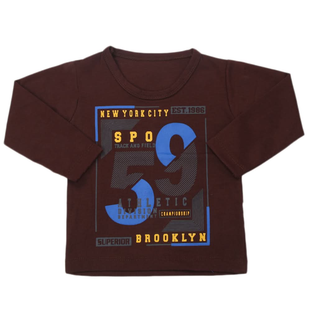 Boys Full Sleeves T-Shirt - Brown, Kids, Boys T-Shirts, Chase Value, Chase Value
