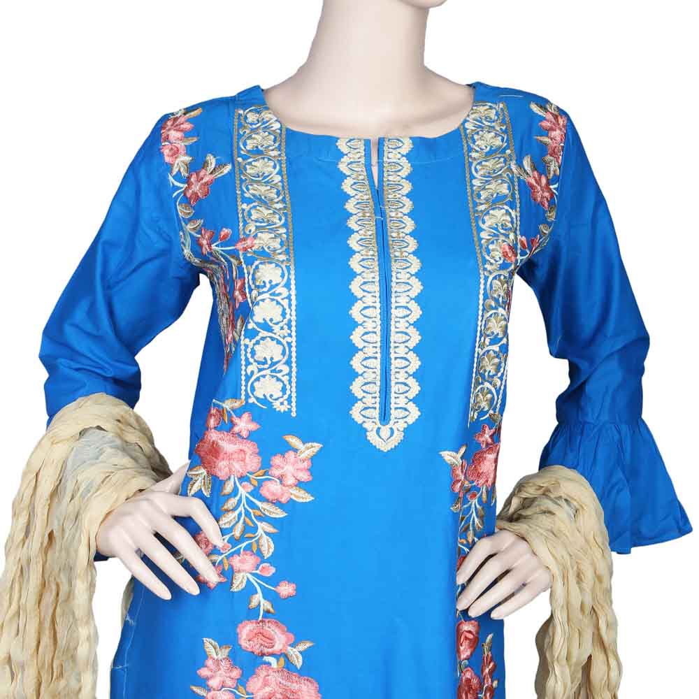Women's Embroidered 3 Piece Suit - Royal Blue, Women, Shalwar Suits, Chase Value, Chase Value