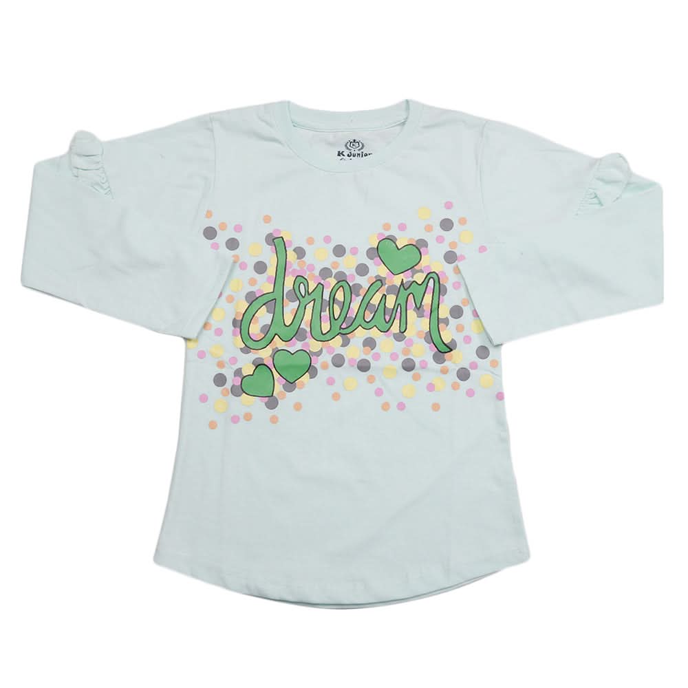 Girls Full Sleeves Jersey T-Shirt - Cyan, Kids, Girls T-Shirts, Chase Value, Chase Value