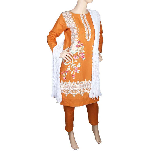 Women's Embroidered 3 piece Suit - Mustard, Women, Shalwar Suits, Chase Value, Chase Value