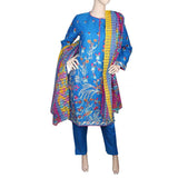 Women's Emb 3 PC Suit - Blue, Women, Shalwar Suits, Chase Value, Chase Value