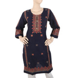 Women's Embroidered Kurti With Front Button - Navy Blue, Women, Ready Kurtis, Chase Value, Chase Value