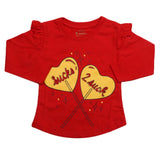 Girls Full Sleeves Jersey T-Shirt - Red, Kids, Girls T-Shirts, Chase Value, Chase Value