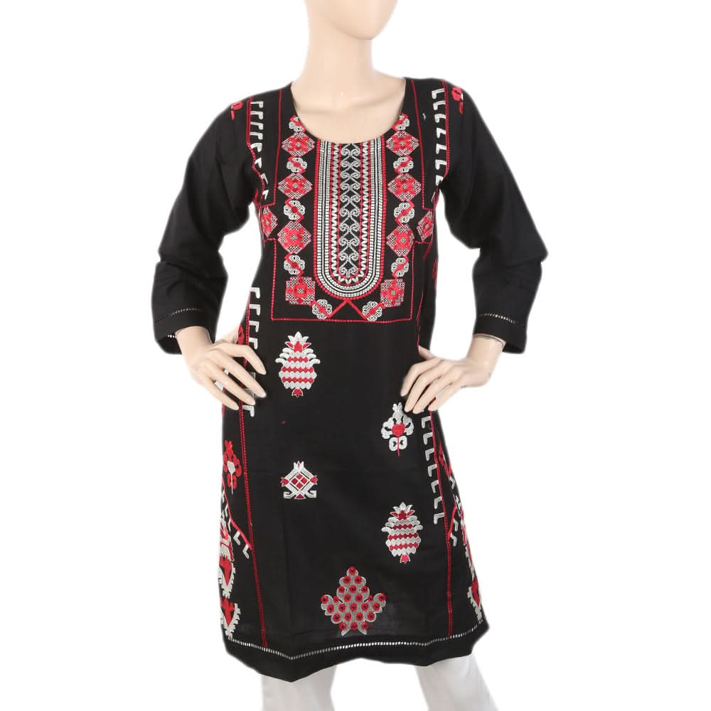 Women's Embroidered Kurti - Black, Women, Ready Kurtis, Chase Value, Chase Value
