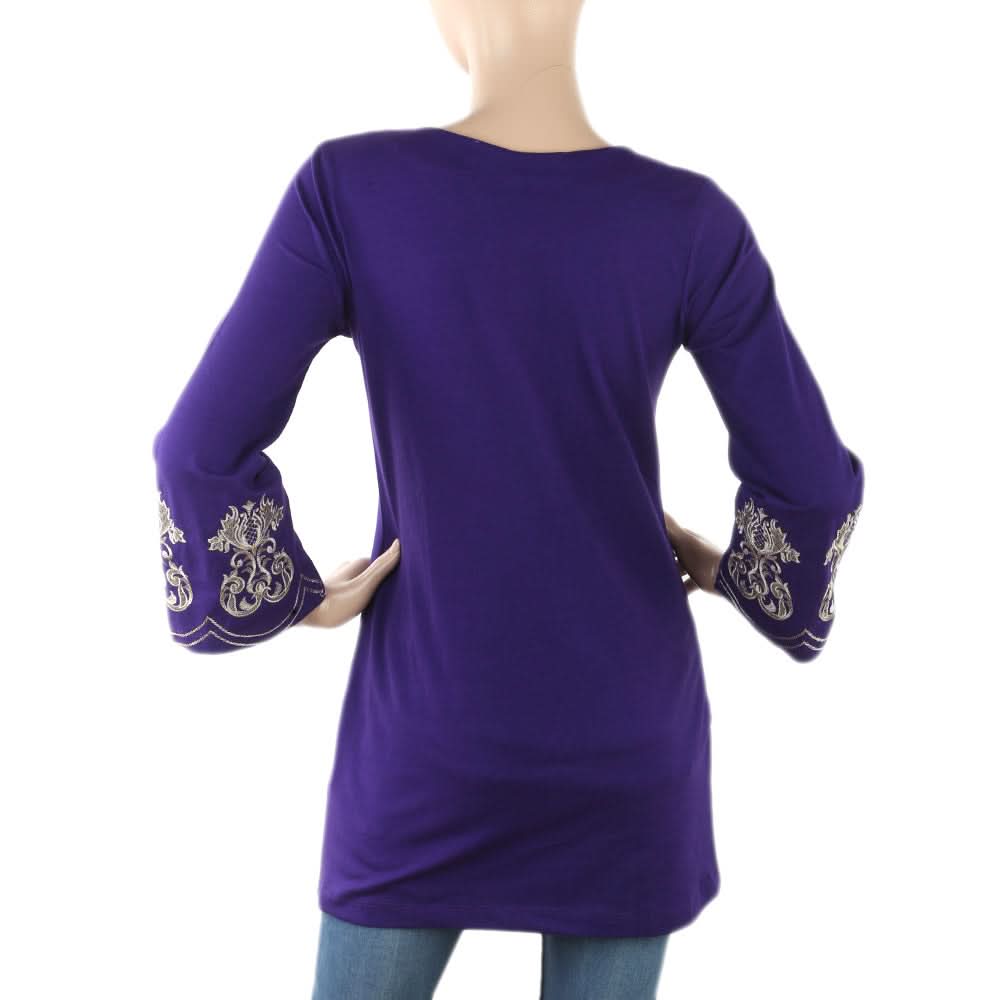 Women's Front Pleats Embroidered Top - Purple, Women, T-Shirts And Tops, Chase Value, Chase Value