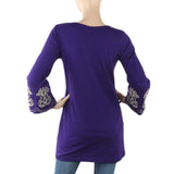 Women's Front Pleats Embroidered Top - Purple, Women, T-Shirts And Tops, Chase Value, Chase Value