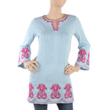 Women's Front Pleats Embroidered Top - Blue, Women, T-Shirts And Tops, Chase Value, Chase Value