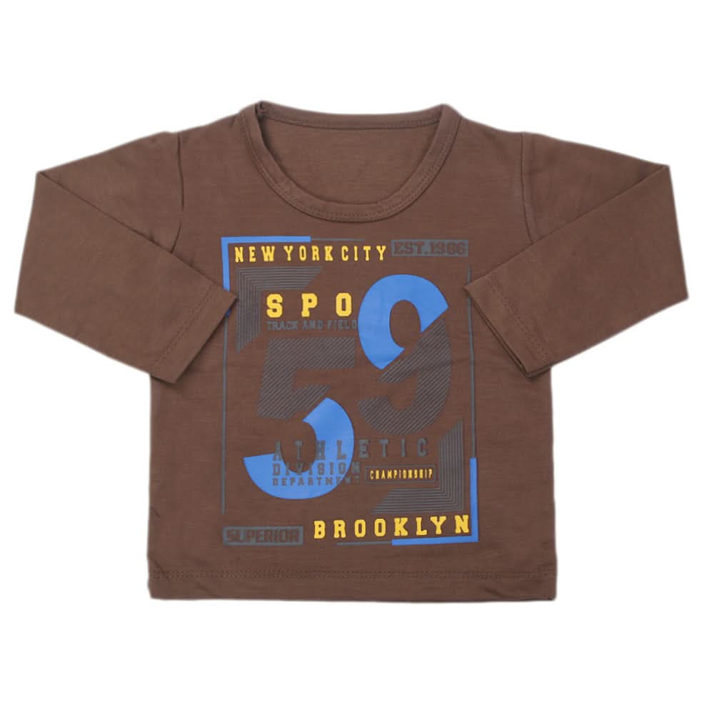 Boys Full Sleeves T-Shirt - Brown, Kids, Boys T-Shirts, Chase Value, Chase Value